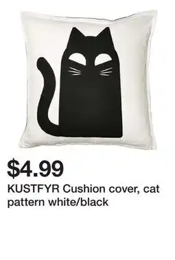 Ikea KUSTFYR Cushion cover, cat pattern white/black offer