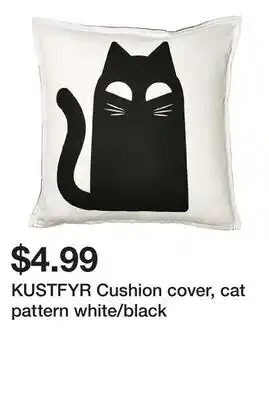 Ikea KUSTFYR Cushion cover, cat pattern white/black offer