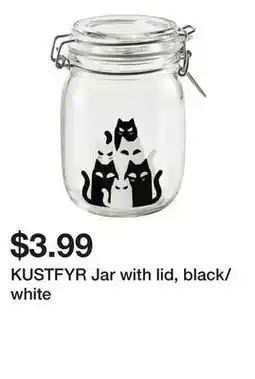 Ikea KUSTFYR Jar with lid, black/white offer