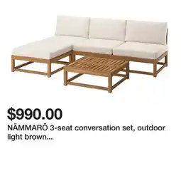 Ikea NÄMMARÖ 3-seat conversation set, outdoor light brown stained/Frösön/Duvholmen beige offer