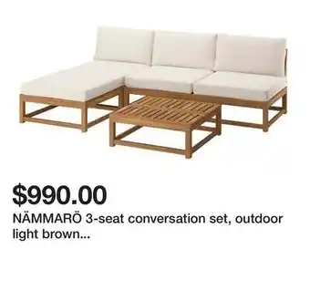 Ikea NÄMMARÖ 3-seat conversation set, outdoor light brown stained/Frösön/Duvholmen beige offer