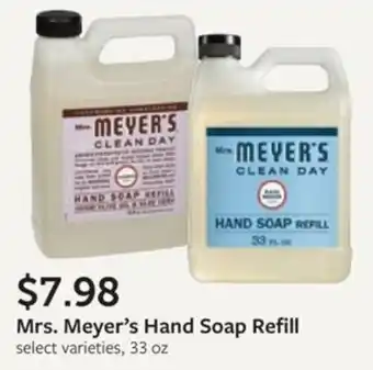 Fareway Mrs. Meyer's Hand Soap Refill offer