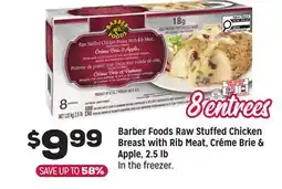 Grocery Outlet Barber Foods Raw Stuffed Chicken Breast with Rib Meat, Créme Brie & Apple, 2.5 lb offer
