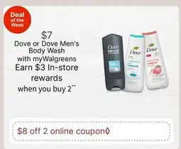 Walgreens Dove or Dove Men's Body Wash offer