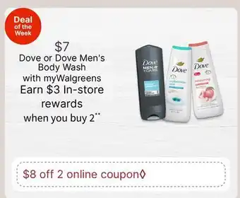 Walgreens Dove or Dove Men's Body Wash offer