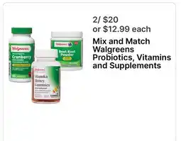 Walgreens Walgreens Probiotics, Vitamins and Supplements offer