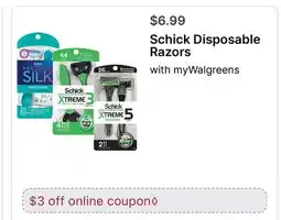Walgreens Schick Disposable Razors offer