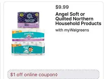 Walgreens Angel Soft or Quilted Northern Household Products offer