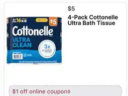 Walgreens 4-Pack Cottonelle Ultra Bath Tissue offer