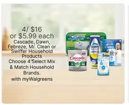 Walgreens Cascade, Dawn, Febreze, Mr. Clean or Swiffer Household Products offer