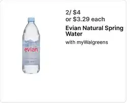 Walgreens Evian Natural Spring Water offer
