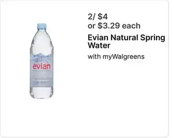 Walgreens Evian Natural Spring Water offer
