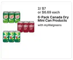 Walgreens 6-Pack Canada Dry Mini Can Products offer