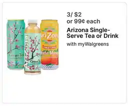 Walgreens Arizona Single-Serve Tea or Drink offer