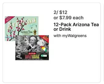 Walgreens 12-Pack Arizona Tea or Drink offer