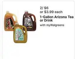 Walgreens 1-Gallon Arizona Tea or Drink offer