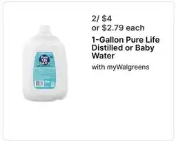 Walgreens 1-Gallon Pure Life Distilled or Baby Water offer