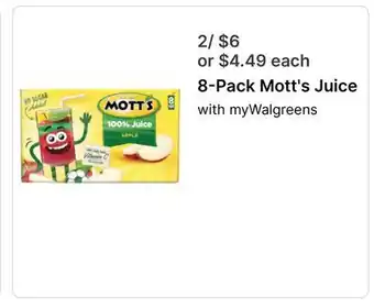 Walgreens 8-Pack Mott's Juice offer