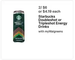 Walgreens Starbucks Doubleshot or Tripleshot Energy Drinks offer