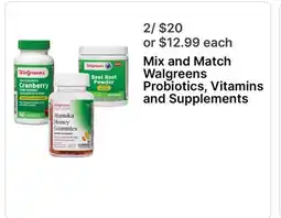 Walgreens Mix and Match Walgreens Probiotics, Vitamins and Supplements offer