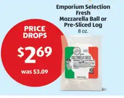 Aldi Emporium Selection Fresh Mozzarella Ball or Pre-Sliced Log offer