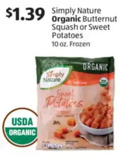 Aldi Simply Nature Organic Butternut Squash or Sweet Potatoes offer