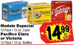 Superior Grocers Modelo Especial 12 Pack/12 oz. Cans Pacifico or Victoria 12 Pack / 12 oz. Bottles offer