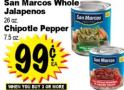Superior Grocers San Marcos Whole Jalapenos 26 oz. Chipotle Pepper 7.5 oz offer