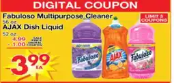 Superior Grocers Fabuloso Multipurpose Cleaner 56 oz., AJAX Dish Liquid 52 oz offer