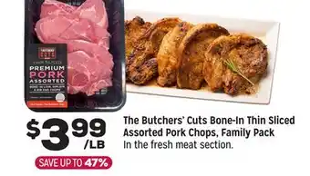 Grocery Outlet Butchers' Cuts Bone-In Thin Sliced Assorted Pork Chops, Family Pack offer