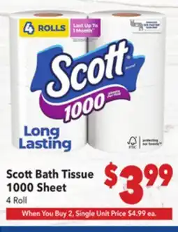 Vallarta Supermarkets Scott Bath Tissue 1000 Sheet offer