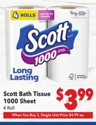 Vallarta Supermarkets Scott Bath Tissue 1000 Sheet offer