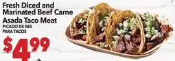 Vallarta Supermarkets Fresh Diced and Marinated Beef Carne Asada Taco Meat / PICADO DE RES PARA TACOS offer