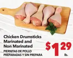 Vallarta Supermarkets Chicken Drumsticks Marinated and Non Marinated / PIERNITAS DE POLLO PREPARADAS Y SIN PREPARA offer