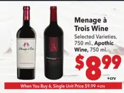 Vallarta Supermarkets Menage à Trois Wine offer