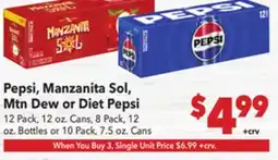Vallarta Supermarkets Pepsi, Manzanita Sol, Mtn Dew or Diet Pepsi offer
