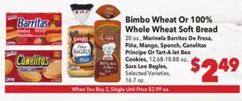Vallarta Supermarkets Bimbo Wheat Or 100% Whole Wheat Soft Bread offer