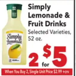 Vallarta Supermarkets Simply Lemonade & Fruit Drinks offer