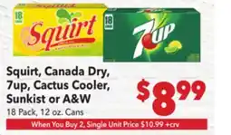 Vallarta Supermarkets Squirt, Canada Dry, 7up, Cactus Cooler, Sunkist or A & W offer