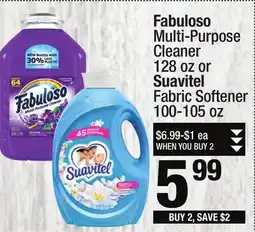 Super King Markets Fabuloso Multi-Purpose Cleaner 128 oz or Suavitel Fabric Softener 100-105 oz offer