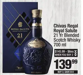 Super King Markets Chivas Regal Royal Salute 21 Yr Blended Scotch Whisky offer