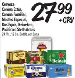 El Super Corona Extra, Corona Familiar, Modelo Especial, Dos Equis, Heineken, Pacifico o Stella Artois offer