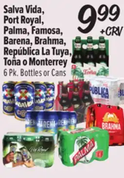 El Super Salva Vida, Port Royal, Palma, Famosa, Barena, Brahma, República La Tuya, Toña o Monterrey offer