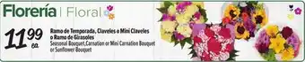 El Super Seasonal Bouquet, Carnation or Mini Carnation Bouquet or Sunflower Bouquet offer