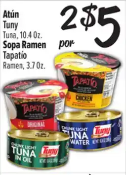 El Super Atún Tuny Tuna, 10.4 Oz. Sopa Ramen Tapatío Ramen, 3.7 Oz offer