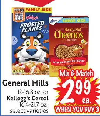 Foodmaxx General Mills 12-16.8 oz. or Kellogg's Cereal 16.4-21.7 oz offer