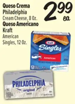 El Super Philadelphia Cream Cheese, 8 Oz. or Kraft AmericanSingles, 12 Oz offer