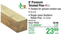 Menards 8' Pressure Treated Pine offer