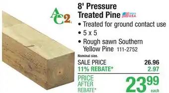 Menards 8' Pressure Treated Pine offer