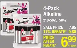 Menards 4-Pack Alkaline offer